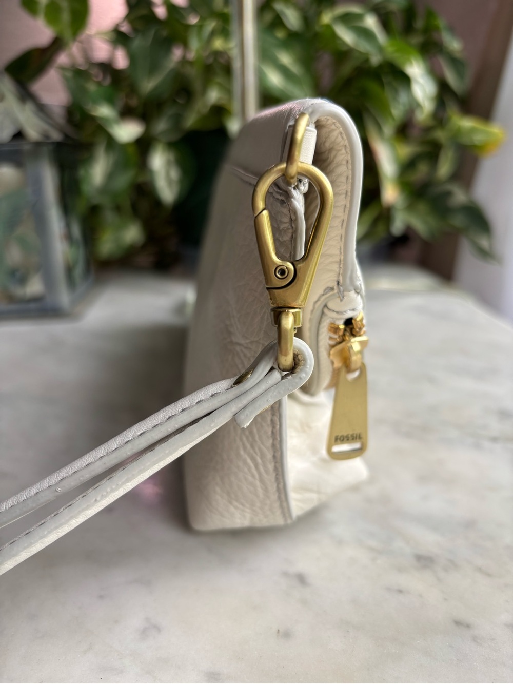 Fossil White Leather Studded Foldover Clutch - Picture 4 of 10
